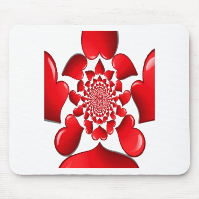 Romantic Red Hearts Mönster Art Skriv ut Musmatta (Framsidan)
