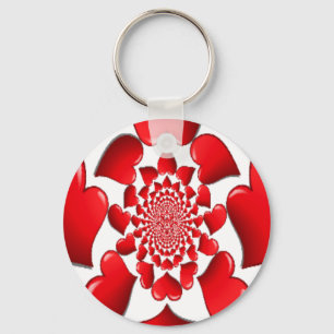 Romantic Red Hearts Mönster Art Skriv ut Nyckelring
