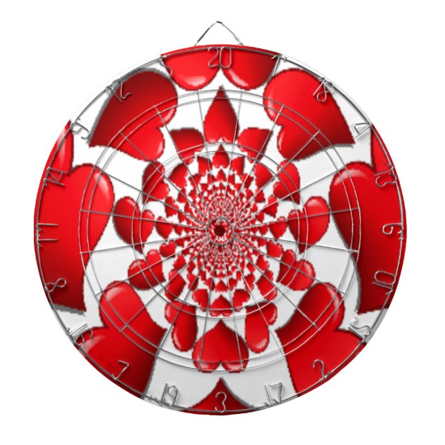 Romantic Red Hearts Mönster Art Skriv ut Piltavla (Framsidan)