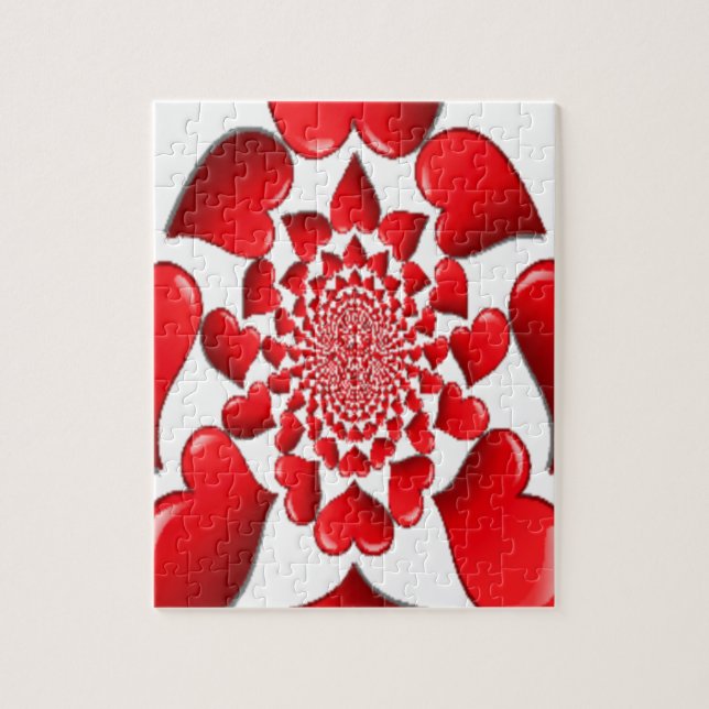 Romantic Red Hearts Mönster Art Skriv ut Pussel (Vertikal)