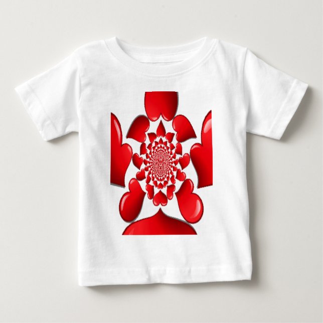 Romantic Red Hearts Mönster Art Skriv ut T-shirt (Framsida)