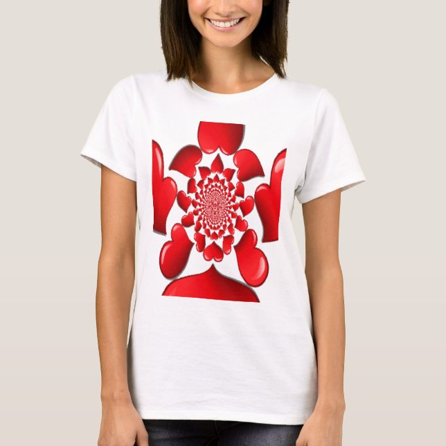 Romantic Red Hearts Mönster Art Skriv ut Tröja (Framsida)