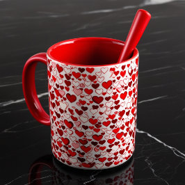 Romantic Red Hearts Mugg - Kärlek & Coffee Kopp