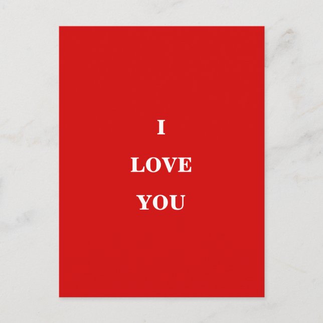 Romantic Red I Love You Valentine's Day Card Vykort (Framsida)