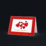 Romantic Red Kärlek Hearts jul Helgkort<br><div class="desc">Ett romantiskt julkort med ett sjudande rött hjärta och med guld text: "Allt jag vill ha till jul är... " När någon speciell öppnar det,  kommer de att hitta ord,  "Du!" inuti.</div>