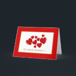 Romantic Red Kärlek Hearts jul Helgkort<br><div class="desc">Ett romantiskt julkort med ett sjudande rött hjärta och med guld text: "Allt jag vill ha till jul är... " När någon speciell öppnar det,  kommer de att hitta ord,  "Du!" inuti.</div>