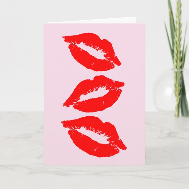 ROMANTIC RED LÄPPAR KISSES TÄNKER PÅ DIG KORT (Framsida)