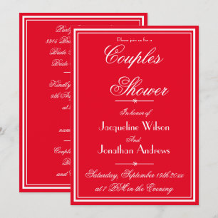 Romantic Red Par Shower Custom Name Email OSA Inbjudningar