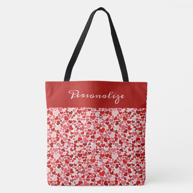 Romantic Red Rosa Heart Design Personlig Tygkasse (Framsida)