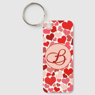 Romantic Red Rosa Heart Kärlek Valentine Initial Nyckelring
