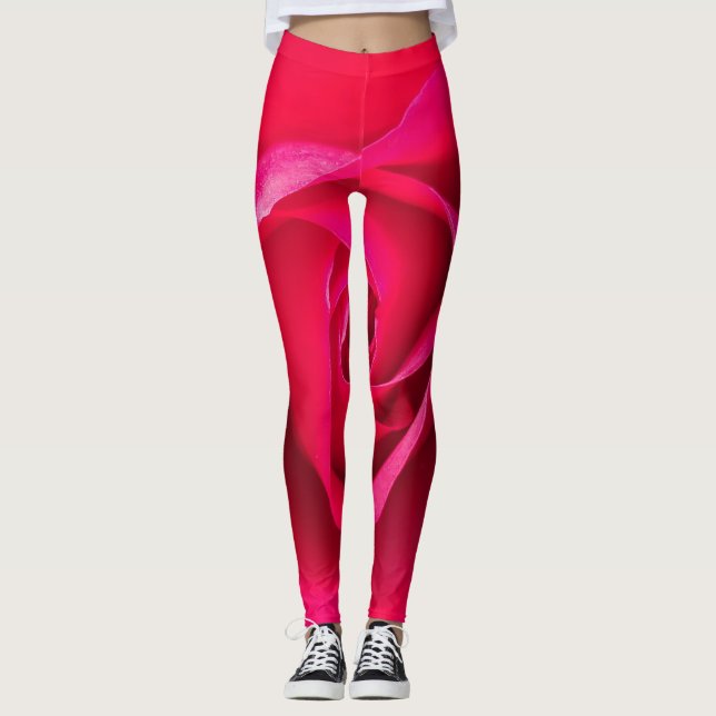 Romantic Red Rosa ros v2 Leggings (Framsida)