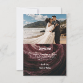 Romantic Red Rose Burgundy Thank You Card Tack Kort