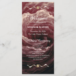 Romantic Red Rose Burgundy Wedding Program