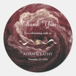 Romantic Red Rose Burgundy Wedding Sticker Runt Klistermärke