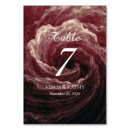 Romantic Red Rose Burgundy Wedding Table Number Bordsnummer