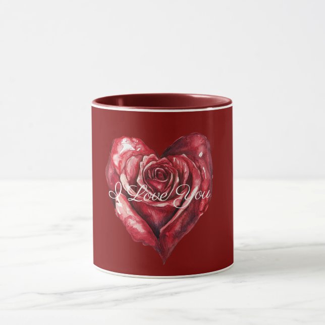 Romantic Red Rose Heart Love Mugg (Center)