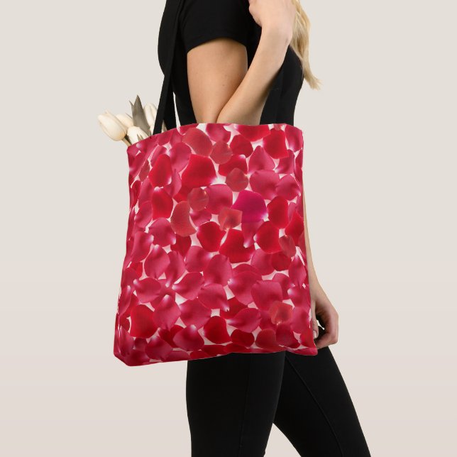 Romantic Red Rose Pattern Valentine's Day Tote Bag Tygkasse (Närbild)