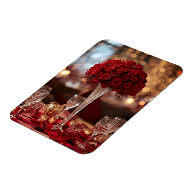 Romantic Red Rose Valentine Decorative Photo Magnet (Vänstra Sidan)