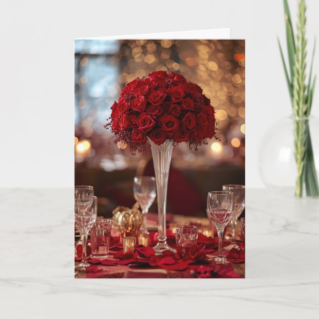 Romantic Red Rose Valentine Love Message Greetings Kort (Framsida)