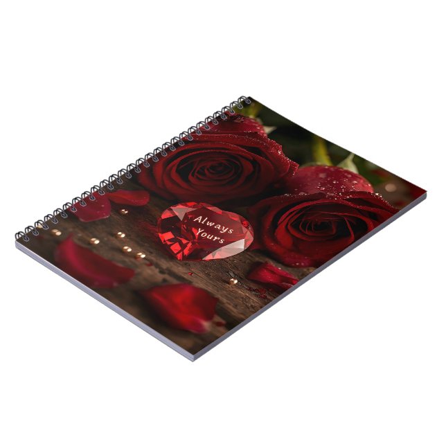 Romantic Red Rose Valentine Love Story Writing  Anteckningsbok (Vänstra Sidan)