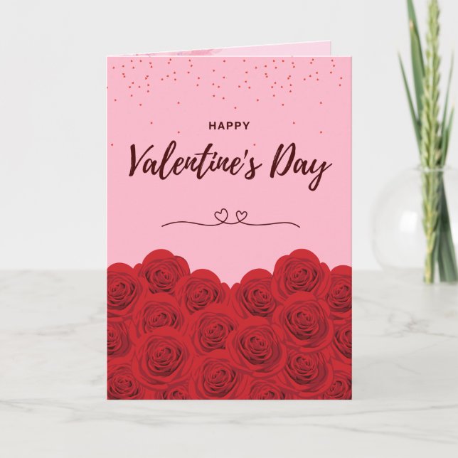 Romantic Red Rose Valentine’s Day Card Love & Rose Helgkort (Framsida)