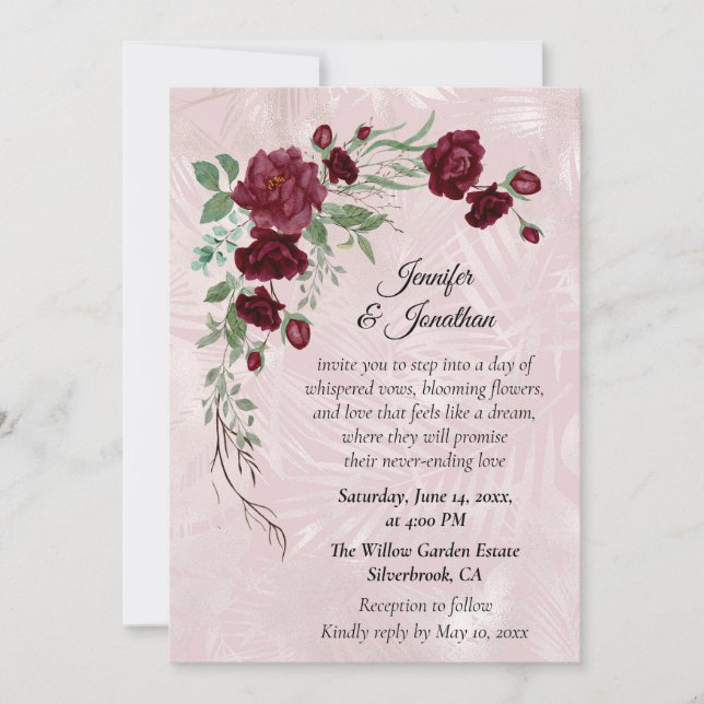 Romantic Red Roses Customizable Wedding Invitation (Framsida)