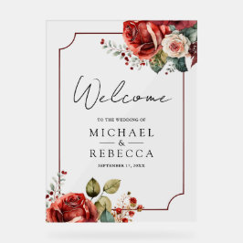 Romantic Red Roses Floral Wedding Welcome