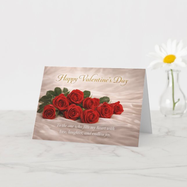 Romantic Red Roses Valentine’s Day Greeting Card Kort (Liten växt)