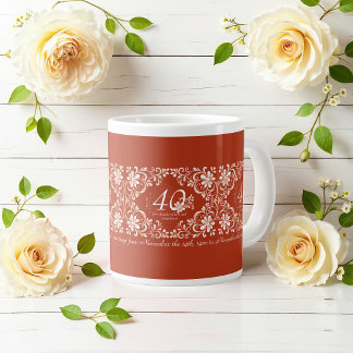 Romantic Red Rust 40 Bröllop-årsdagen Mugg Jumbo Mugg