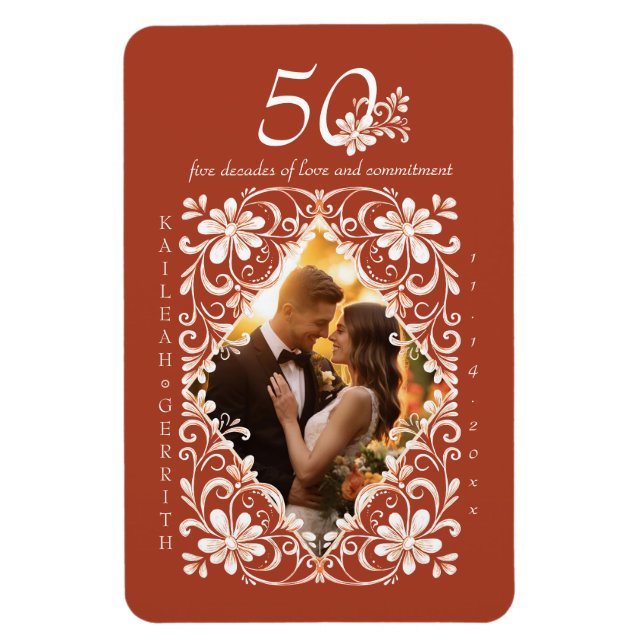 Romantic Red Rust 50-årsjubileum Photo Magnet (Vertikal)