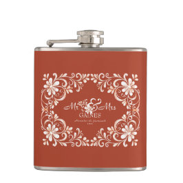 Romantic Red Rust Mr & Mrs Bröllop Flask Fickplunta