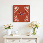 Romantic Red Rust Mr & Mrs Bröllop Wall Clock Fyrkantig Klocka<br><div class="desc">Utformningen av vägguttaget "Mr & Mrs" har en vacker vattenfärgsgrafik av en vit blommigt ram på en varm, jordfri röd bakgrund. Parets efternamn och speciella datum kan enkelt anpassas. Denna anpassningsbara väggklocka gör en underbar gåva från bröllop, eftersom den fungerar som en sentimental påminnelse om parets tid tillsammans och är...</div>