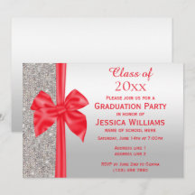 Romantic Red Silke Bow, Silver Sequins Studenten