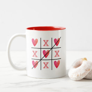 Romantic Red Valentine Hearts Två-Tonad Mugg