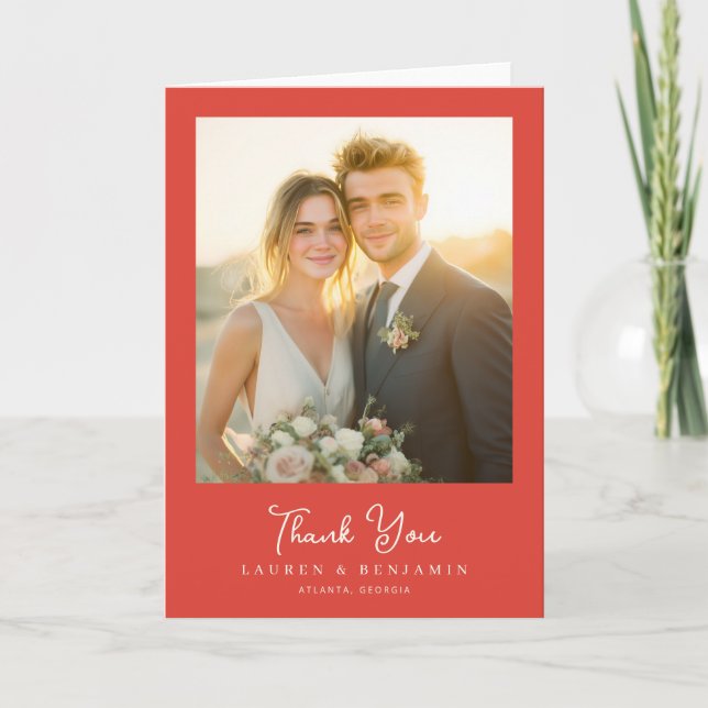Romantic Red Wedding Photo Tack Kort (Framsida)