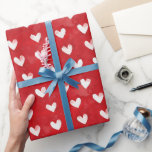 Romantic Red White Hearts Möhippa Presentpapper<br><div class="desc">Romantic Red White Hearts möhippa</div>