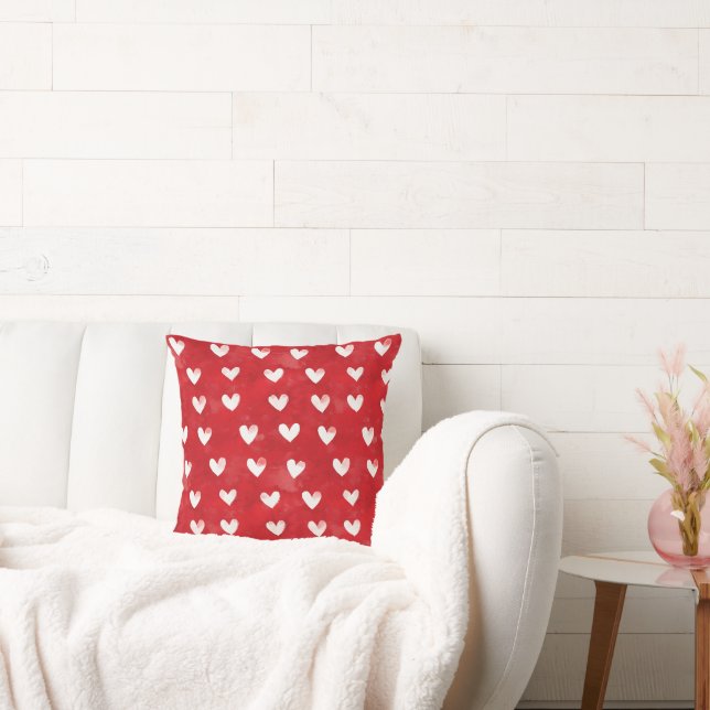 Romantic Red White Hearts XOXO Kudde (Soffa)