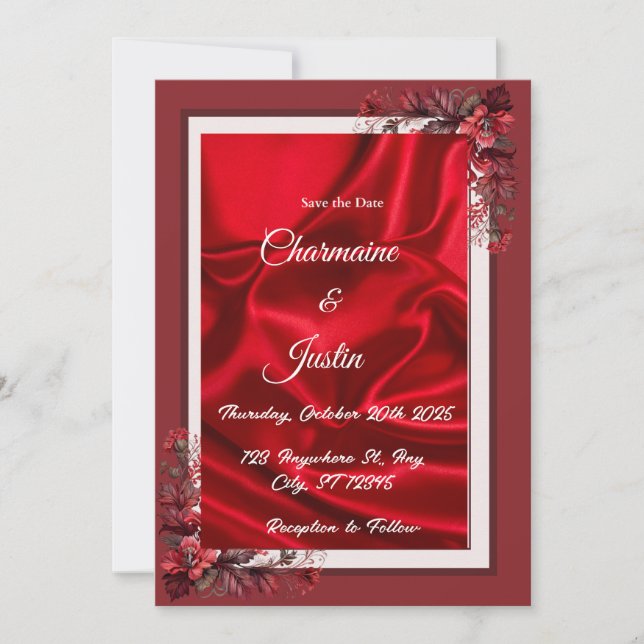 Romantic Red & White Save the Date - Valentine's D Inbjudningar (Framsida)