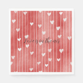 Romantic Red White Stripes Hearts Love Pappersservett