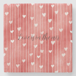 Romantic Red White Stripes Hearts Love Stenunderlägg