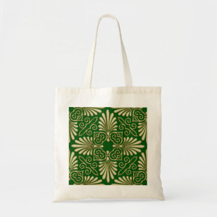 Romantic Retro Art Deco Damask Grönt Guld 01 Tygkasse