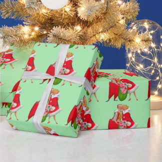 ROMANTIC RETRO CHRISTMAS COUPLE PRESENTPAPPER