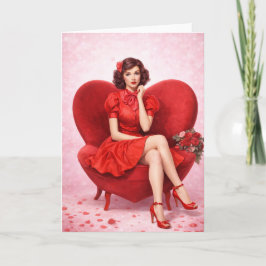 Romantic Retro Love Card -Vintage Valentine  Kort