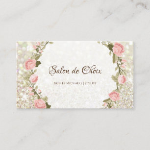 Romantic Ro Blommigt Elegant Glitter Gnistra Salon Visitkort