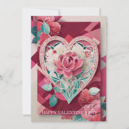 Romantic Ro Blommigt Heart Valentines day Card Julkort
