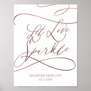 Romantic Ro Calligraphy Let Kärlek Gnistra Sign Poster