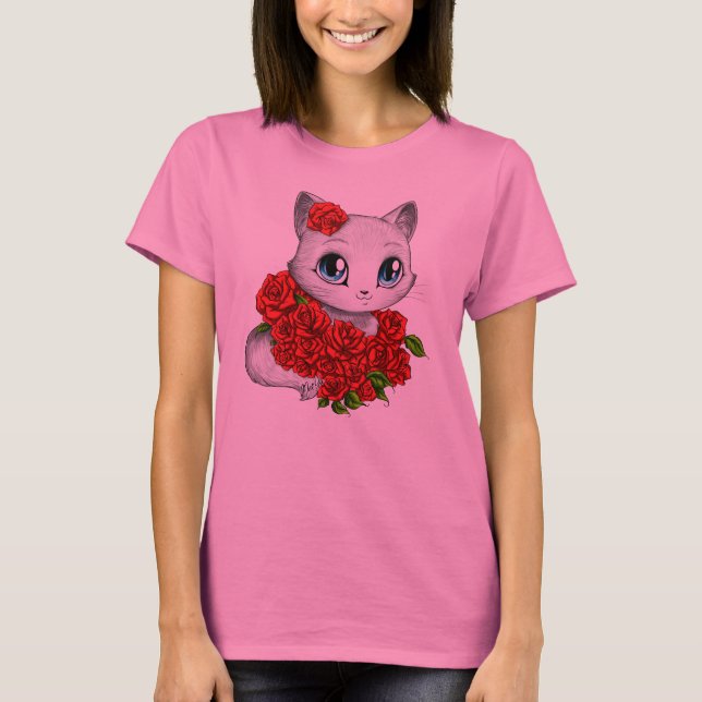Romantic Ro Cat Rosa Tie Dye T-shirt av Mei Yu (Framsida)