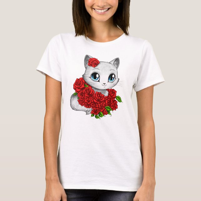 Romantic Ro Cat Rosa Tie Dye T-shirt av Mei Yu (Framsida)