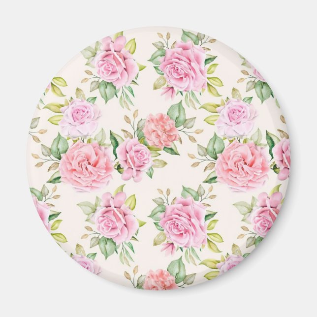 Romantic Ro Flowers Mönster-23799 Magnet (Framsidan)