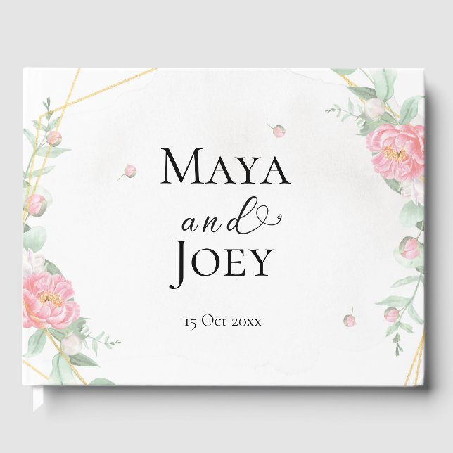 Romantic Ro Geometric Bröllop Gästböcker (Framsida)